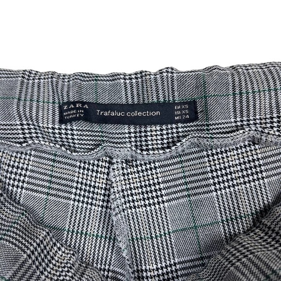 Zara Cigarette Pants Trouser Plaid Side Stripe Gray Green Yellow XS - Picture 9 of 10